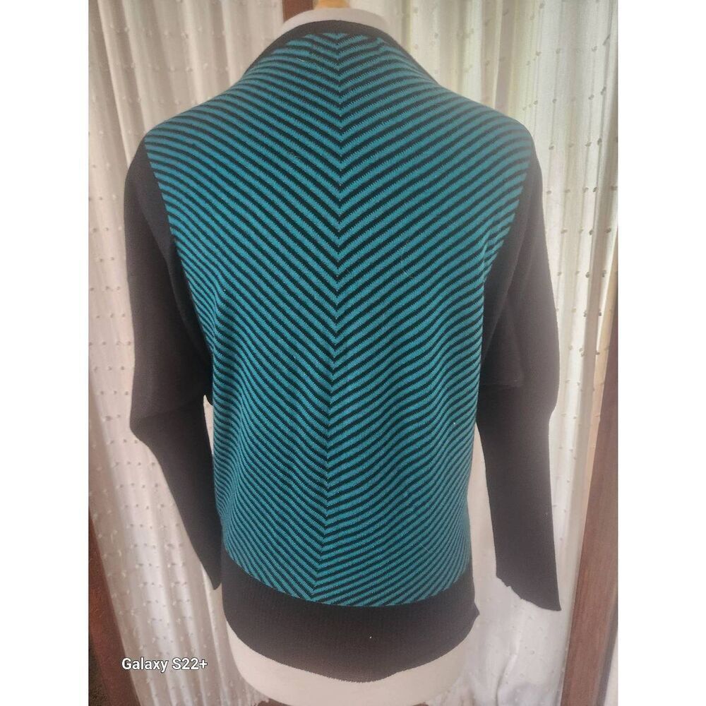 S22 Jon & Anna green/black striped sweater black sleeves & slimming sides Sz XL - Picture 5 of 8